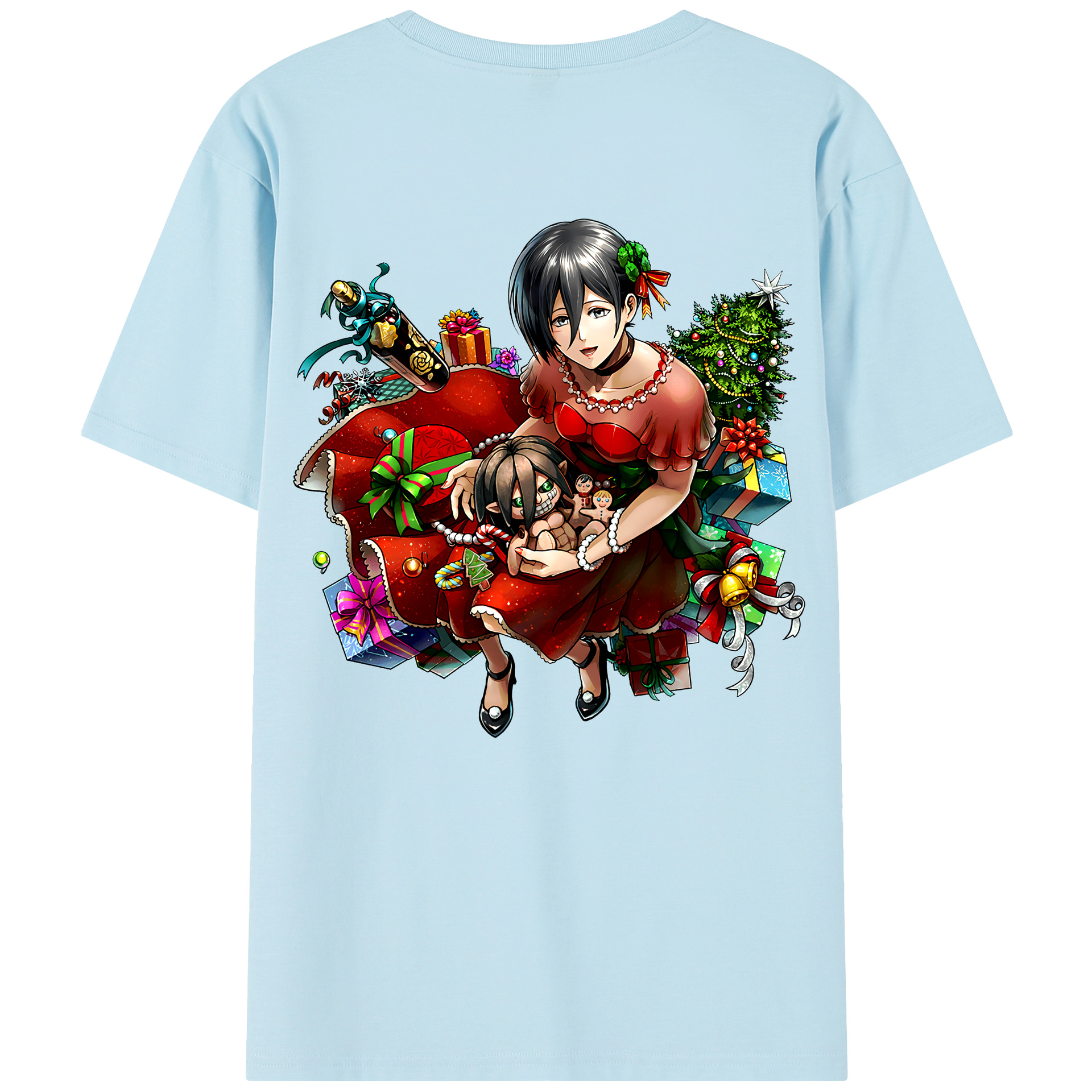 （画像用） 進撃の巨人 ミカサ·アッカーマン Attack on Titan Mikasa Ackerman 綿100％半袖Tシャツ（背面プリント）